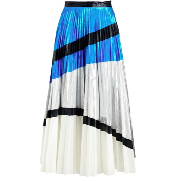 Christopher Kane Pleated Color Block Shell Midi Skirt in Cobalt Blue sz 6 - Picture 1 of 6